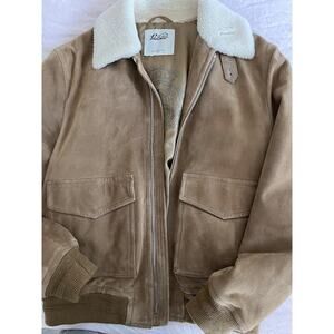$2,200 MSRP Valstar Flight Jacket Tan Suede Shearling Collar Men Size IT54 NEW